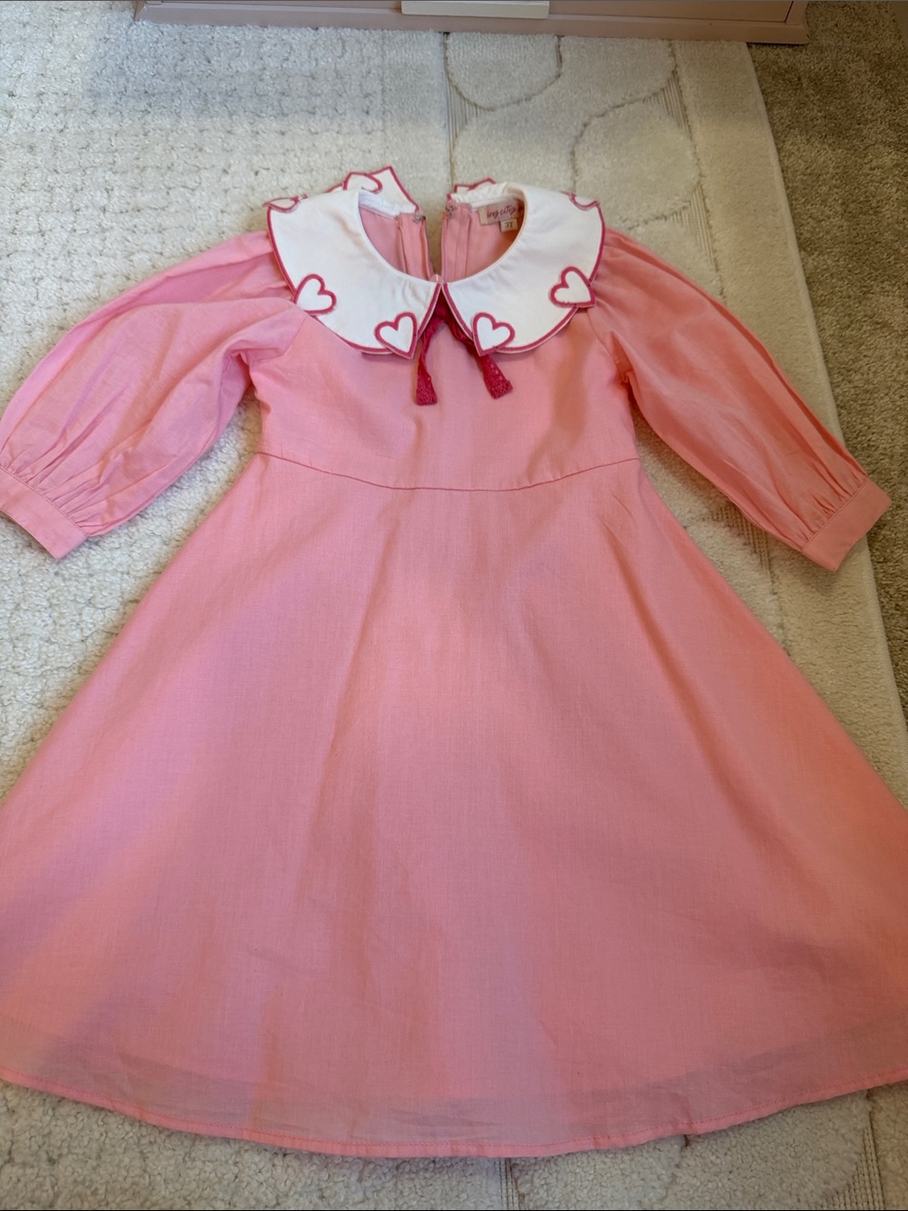 Ivy City Co Pink Dress with White Heart Collar